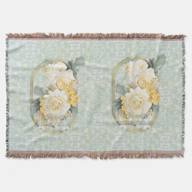 Couverture Mandalas vert clair, jaune et blanc (Devant)