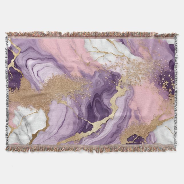 Couverture Marbre d'Agate d'Or Rose, Violet, Blanc (Devant)