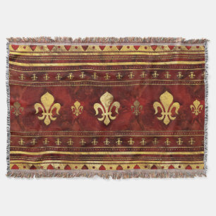 Couverture Marbre rouge et or Fleur de lis