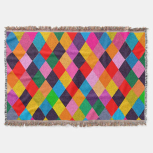 Couverture MARDI GRAS HARLEQUIN MOTIF coloré Rhombi