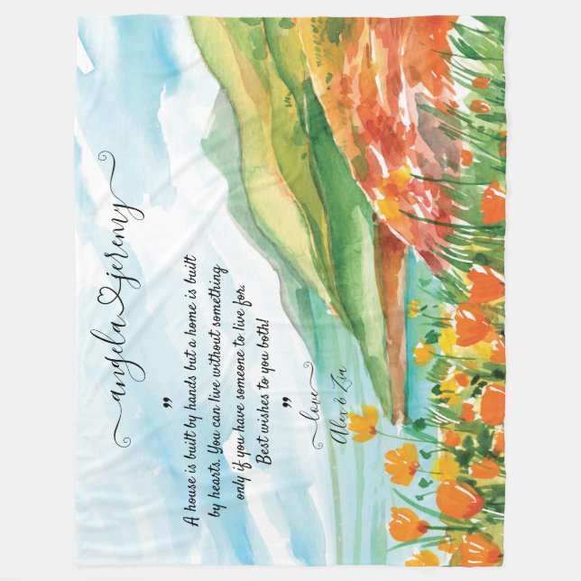 Couverture mariage avec Océan, Ciel Bleu et Fleurs (Devant)