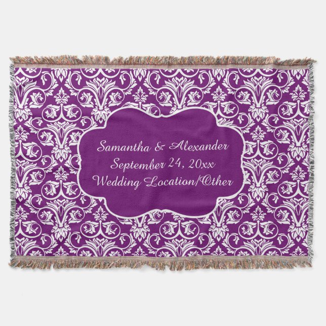 Couverture Mariage damassé personnalisé/jet pourpre de (Devant)