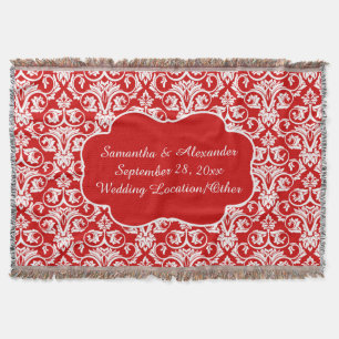 Couverture Mariage damassé personnalisé/rouge fait sur