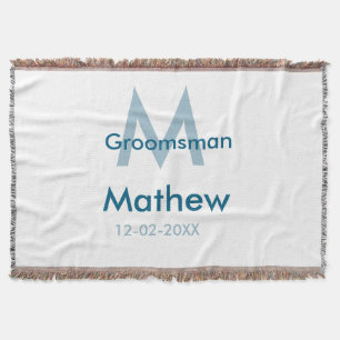 Couverture Marine bleu groomsman nom lettre date masculin par