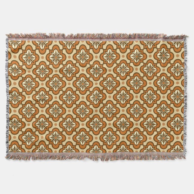 Couverture Marocain motif en carreaux - Rust et Tan (Devant)