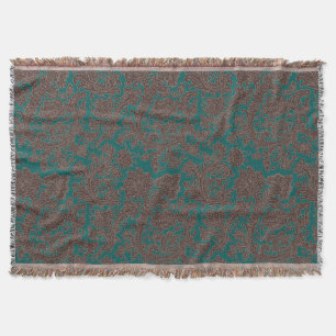 Couverture Marron sarcelle motif ornemental