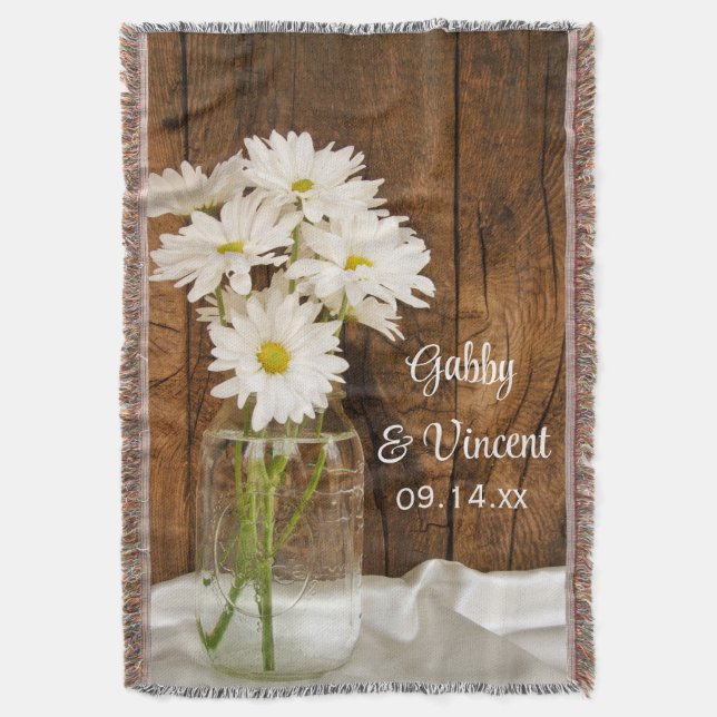 Couverture Mason Jar et White Daisies Country Barn Mariage (devant Vertical)