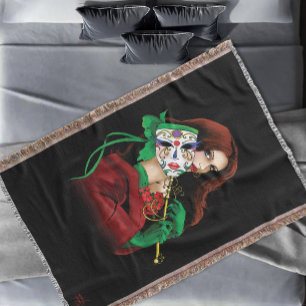 Couverture Masque Vénitien Femme Élégante Rouge Vert