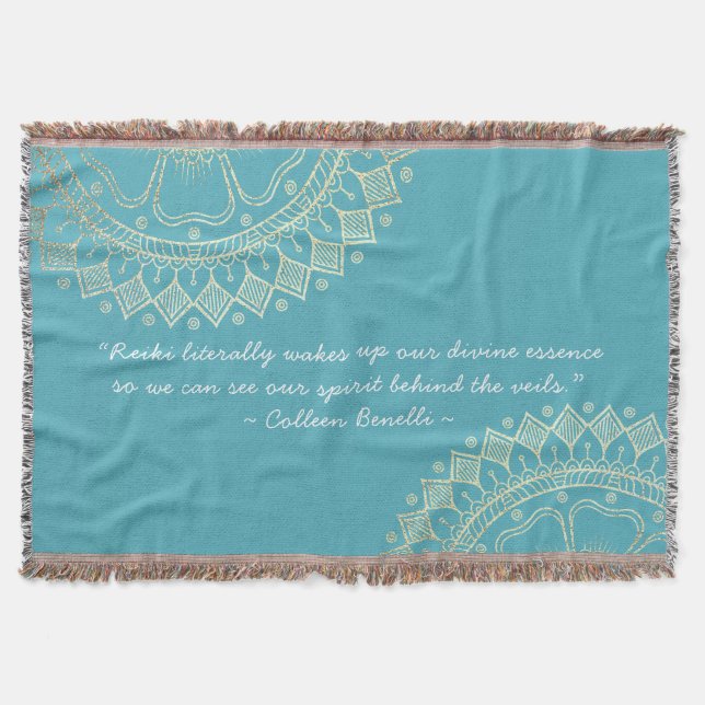 Couverture Méditation Yoga Instructeur Blue Gold Mandala Cita (Devant)