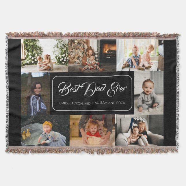 Couverture Meilleur Papa Jamais Black Photo Collage Moderne (Devant)