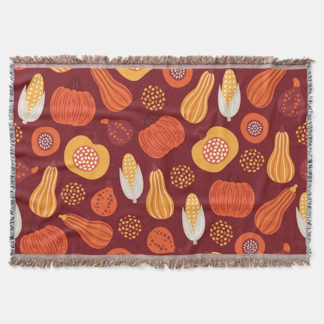 Couverture Merci Citrouille Brown Motif sans Seamless. (Devant)