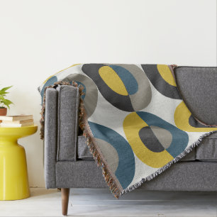 Couverture Mi-siècle moderne bleu jaune Gunmetal