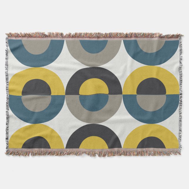 Couverture Mi-siècle moderne bleu jaune Gunmetal (Devant)