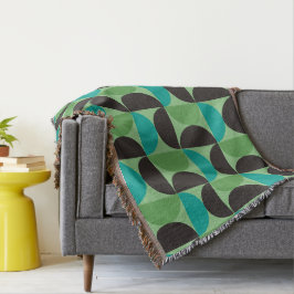 Couverture Mi-siècle Moderne Brown vert et turquoise