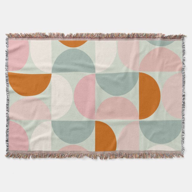 Couverture Mi-siècle moderne Sage Vert Blush Orange Motif (Devant)