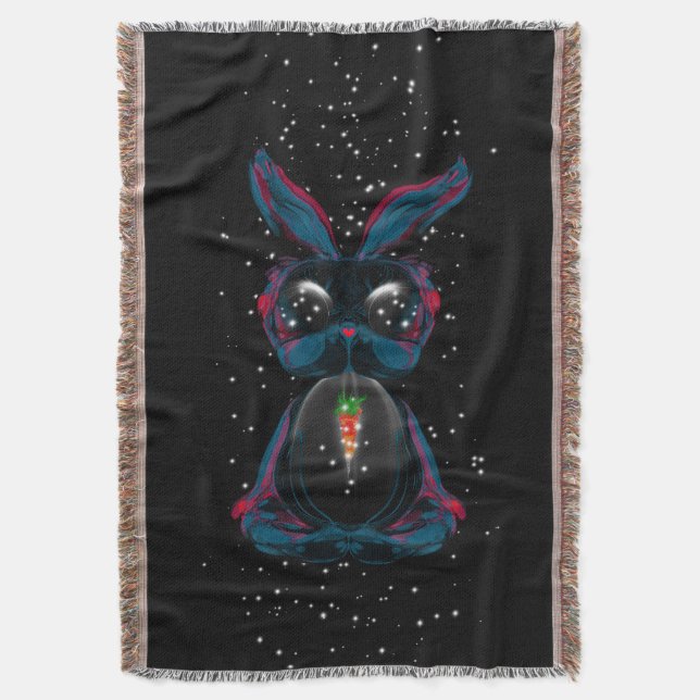 Couverture Mignonne Eyes Rabbit en Yoga Pose Méditation (devant Vertical)