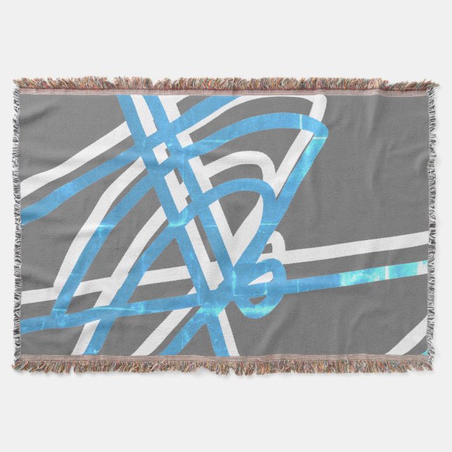 Couverture Minimalisme Abstrait Blanc Lignes Turquoise (Devant)