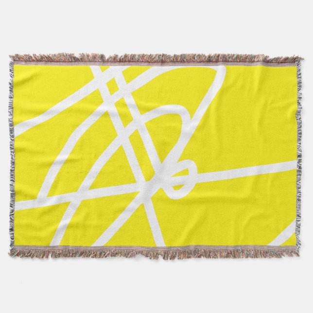 Couverture Minimalisme Art Abstrait Blanc Lignes Bleues Blanc (Devant)