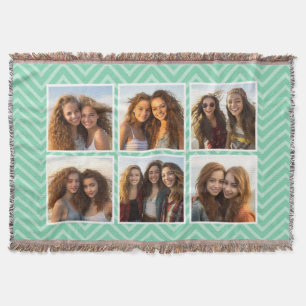 Couverture Mint Chevron Motif Pastel Trendy 6 Photo Collage