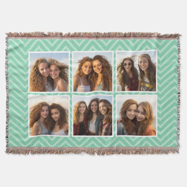 Couverture Mint Chevron Motif Pastel Trendy 6 Photo Collage (Devant)
