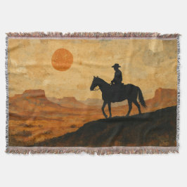 Couverture Mixed Media Lone Rider Throw Blanket - Textured 