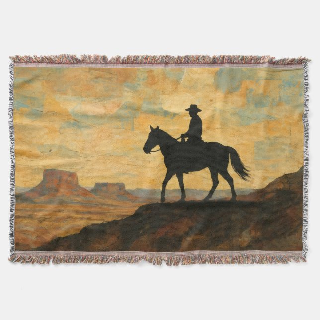 Couverture Mixed Media Lone Rider Throw Blanket - Textured (Devant)