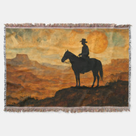 Couverture Mixed Media Lone Rider Throw Blanket - Textured We