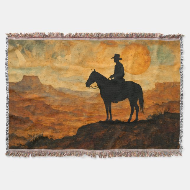 Couverture Mixed Media Lone Rider Throw Blanket - Textured We (Devant)