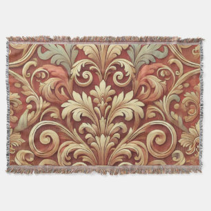 Couverture Modèle vintage rouge et or Damask