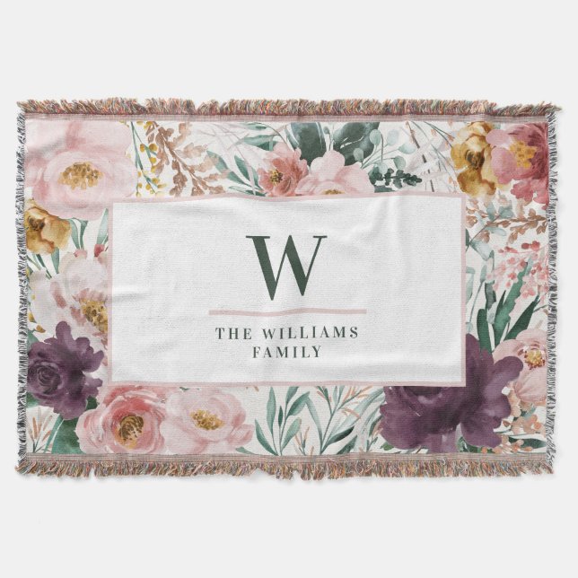 Couverture Moderne aquarelle florale élégant monogramme rose (Devant)