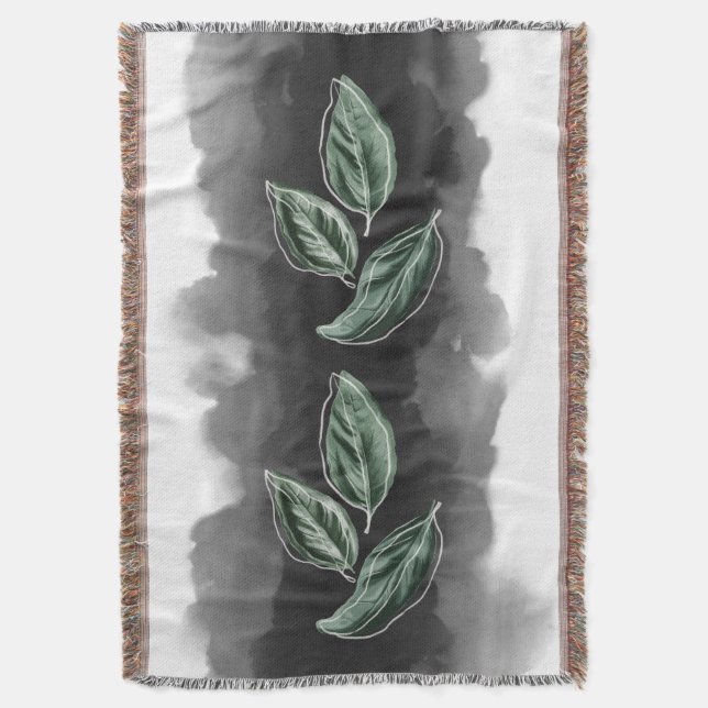 Couverture Moderne Chic Basil feuille Botanique (devant Vertical)