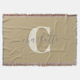 Couverture Moderne Élégant Monogramme Nom Or Brun