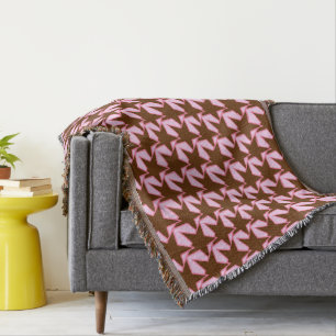 Couverture Moderne Star Géométrique - brun foncé et rose
