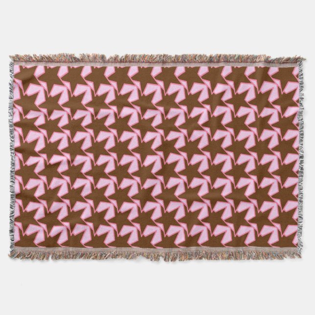 Couverture Moderne Star Géométrique - brun foncé et rose (Devant)