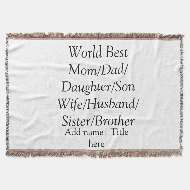 Couverture Monde meilleur maman mari femme papa fille fils (Devant)