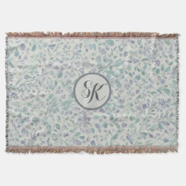 Couverture Mongramme Lavande et Feuille verte