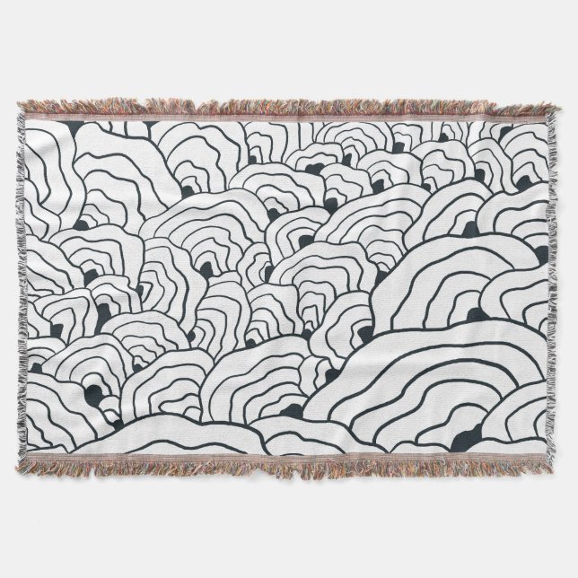 Couverture Monochrome Wave Pattern,  Modern Abstract Line Art (Devant)
