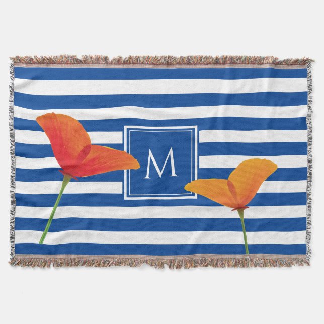 Couverture Monogramme à rayures bleu chic (Devant)