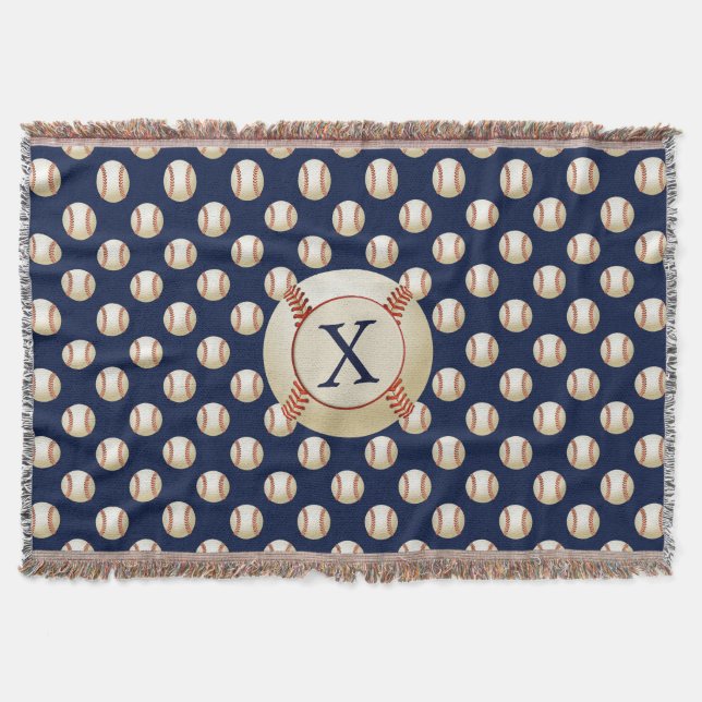 Couverture Monogramme Baseball Balls motif sportif (Devant)