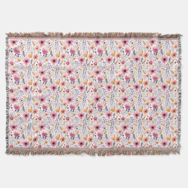 Couverture Monogramme Boho Fleur sauvage rose orange violet f (Devant)