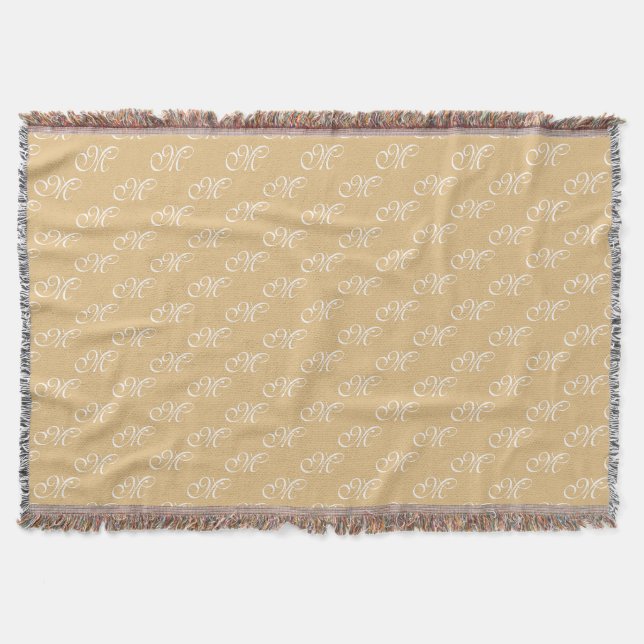 Couverture Monogramme camel kaki script personnalisé initial (Devant)
