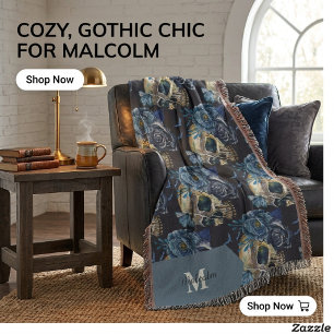 Couverture Monogramme crâne gothique et rose bleue Halloween