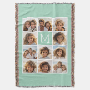 Couverture Monogramme personnalisé Mint Green 11 Photo Colla