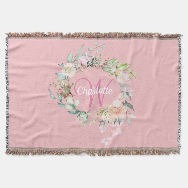 Couverture Monogramme rose fille Roses d'été initiaux (Devant)