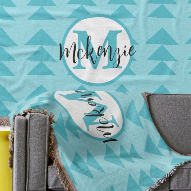 Couverture Monogramme triangle géométrique Aqua Motif (Créateur téléchargé)