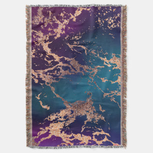 Couverture Moody Luxe Marble Profond violet et Turquoise or