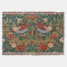 Morris Strawberry Thief Vert sarcelle Rouge Art fl