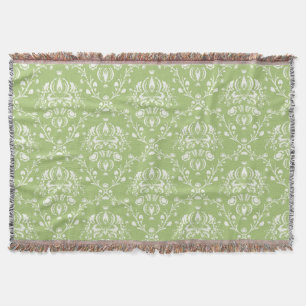 Couverture Moss Green et White Damask