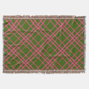 Couverture Motif à rayures carreaux rose sur fond vert