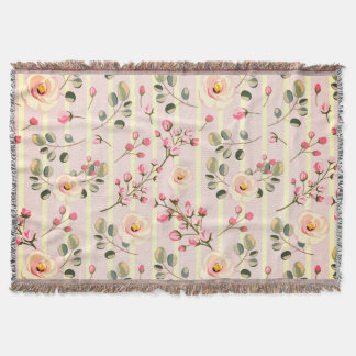 Couverture Motif à rayures florales rose pâle